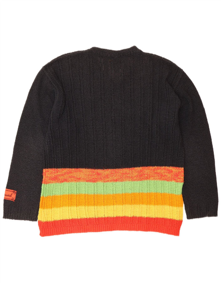 FOXHOUND Herren-Pullover mit V-Ausschnitt, groß, schwarz gestreift, Baumwolle