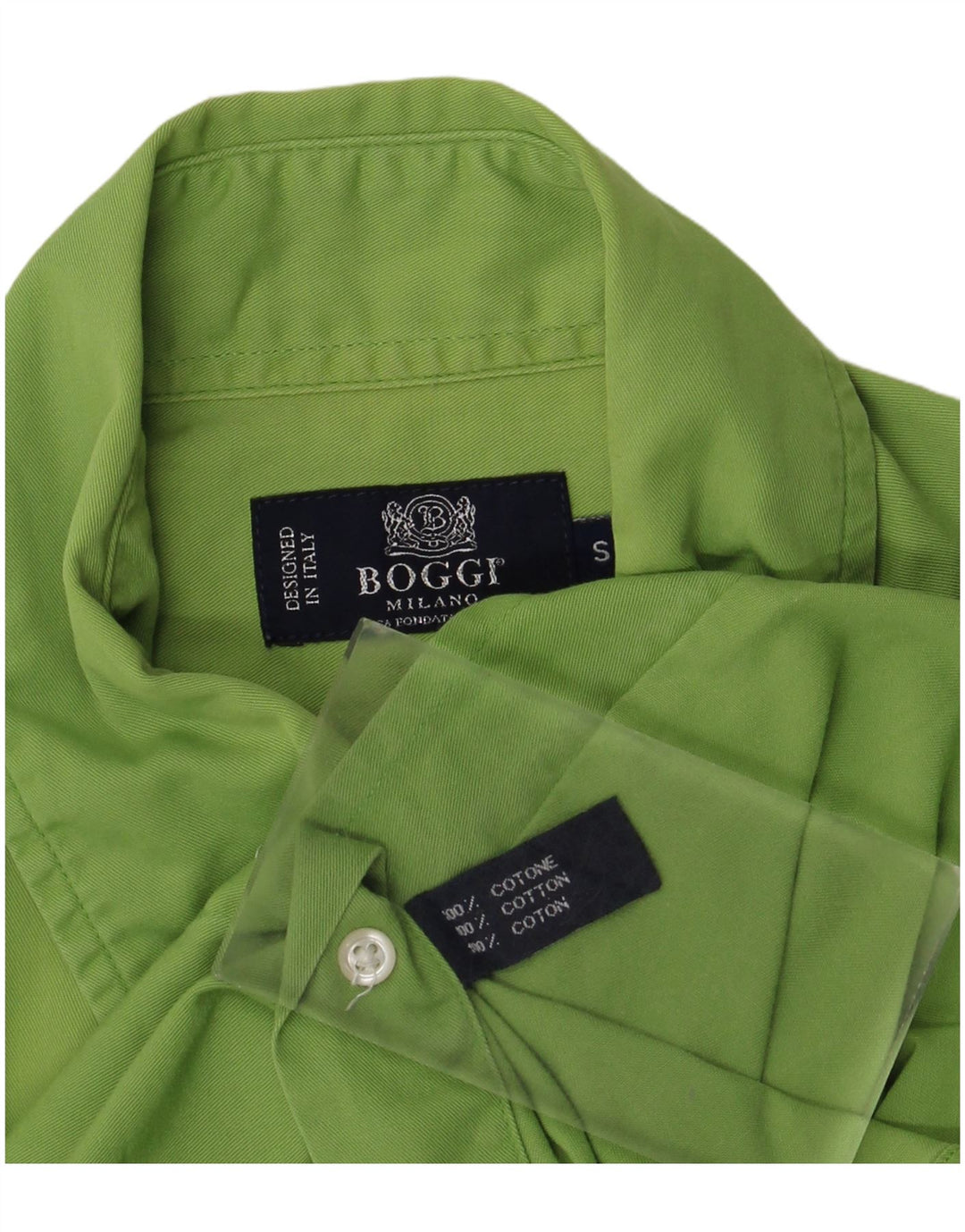 Boggi Herren-Hemd, klein, grüne Baumwolle
