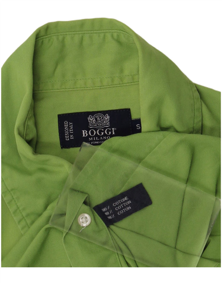 Boggi Herren-Hemd, klein, grüne Baumwolle