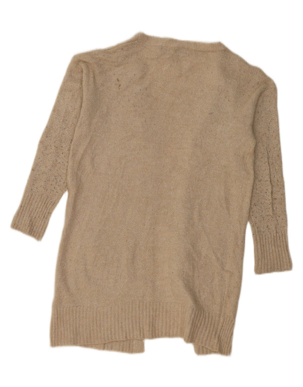 Zara Damen Longline Loose Fit Open Cardigan Pullover UK 6 XS Beige gefleckt