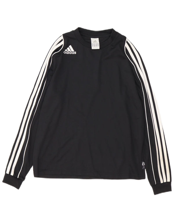 ADIDAS Jungen Climalite Top Langarm 13-14 Jahre Schwarzes Polyester