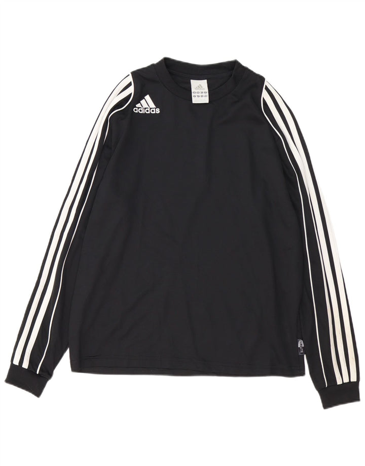 ADIDAS Jungen Climalite Top Langarm 13-14 Jahre Schwarzes Polyester