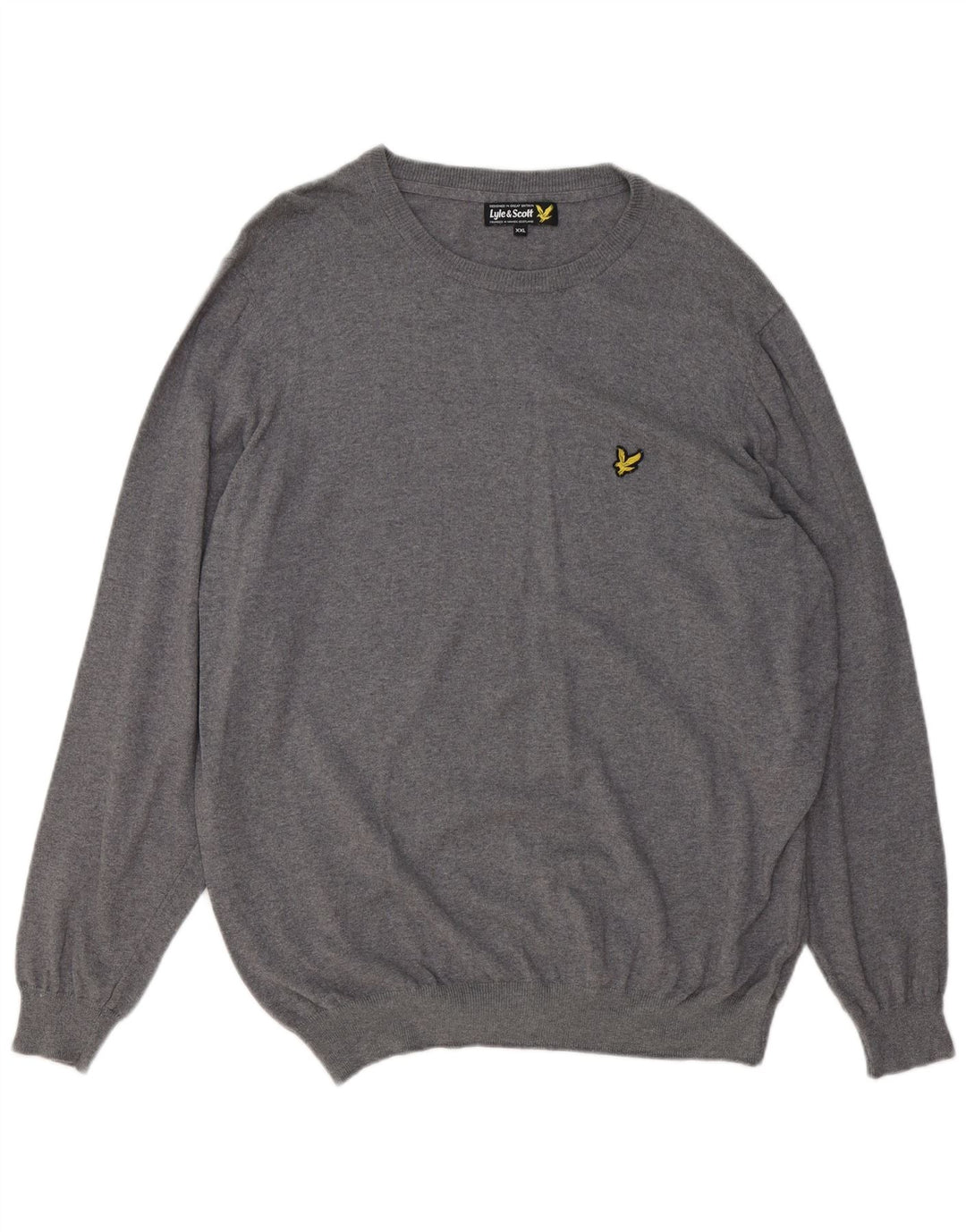 LYLE & SCOTT Herren-Pullover mit U-Boot-Ausschnitt, 2XL, graue Baumwolle