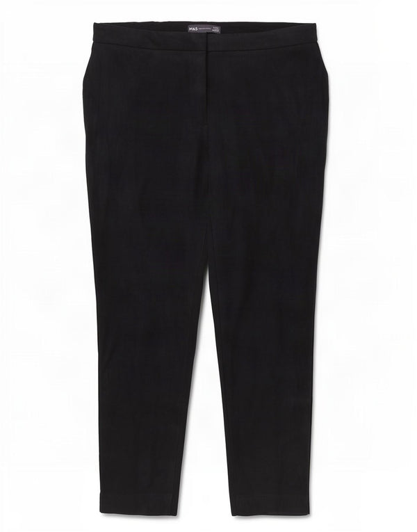 Marks & Spencer Womens Cropped Trousers UK 12 Medium W30 L25 Black