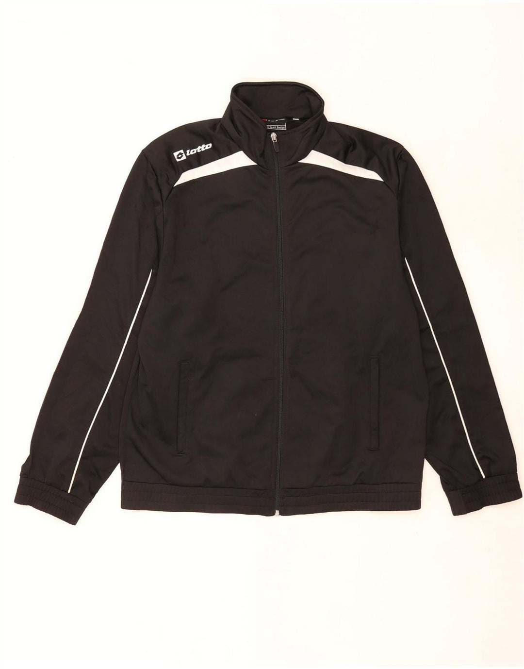 Lotto Herren-Trainingsanzug-Oberteil mit normaler Passform, Mittelschwarz, Polyester, Sport