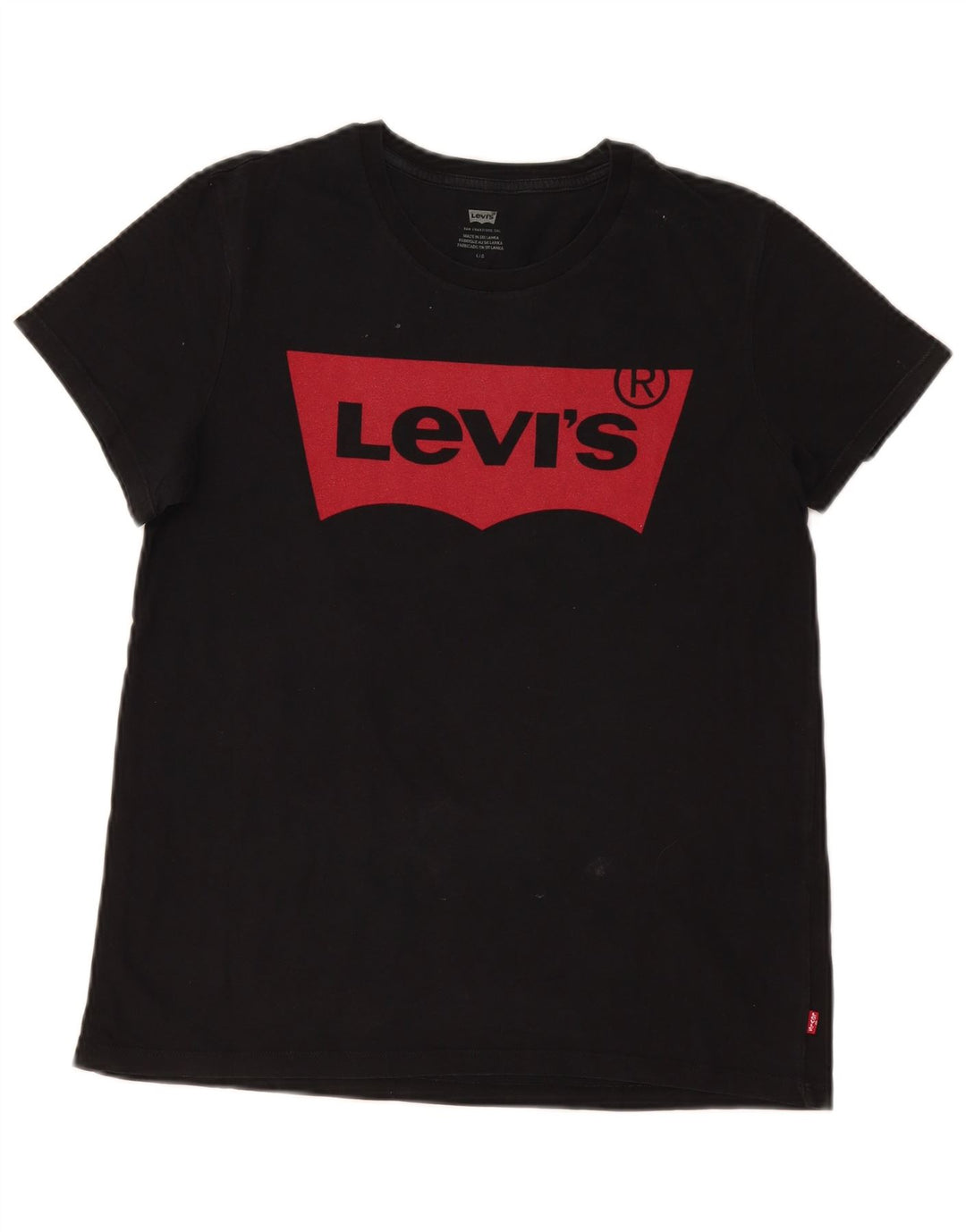 Levi's Damen Grafik-T-Shirt-Oberteil UK 14 Large Schwarz