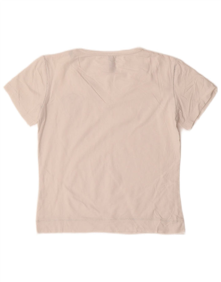 Trussardi Damen Grafik-T-Shirt-Oberteil UK 12 Mittelweiße Baumwolle