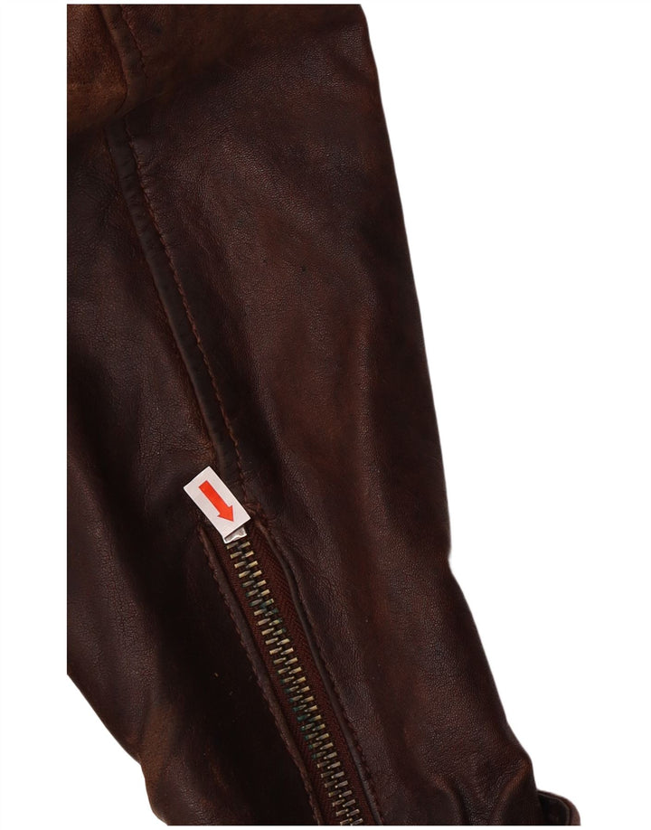 Be Edgy Herren-Lederjacke, UK 38, mittelbraunes Leder