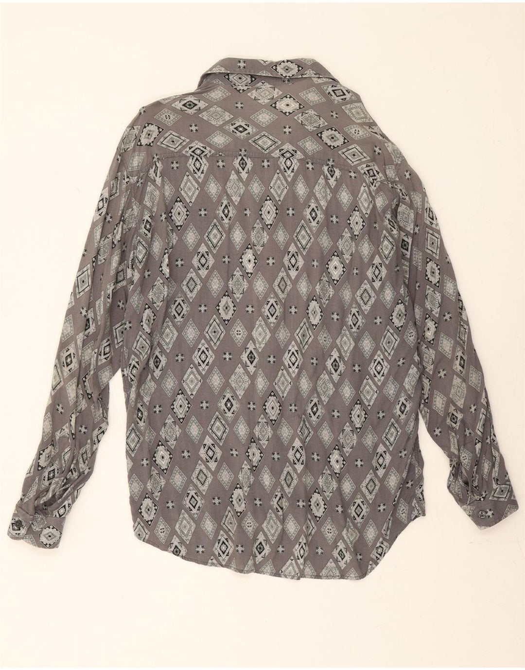 VINTAGE Mens Shirt Large Grey Argyle/Diamond Vintage Vintage and Second-Hand Vintage from Messina Hembry 