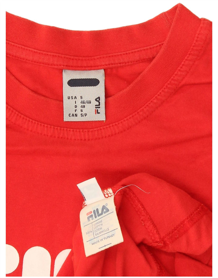 Fila Herren-T-Shirt mit Grafik, Größe S, rote Baumwolle