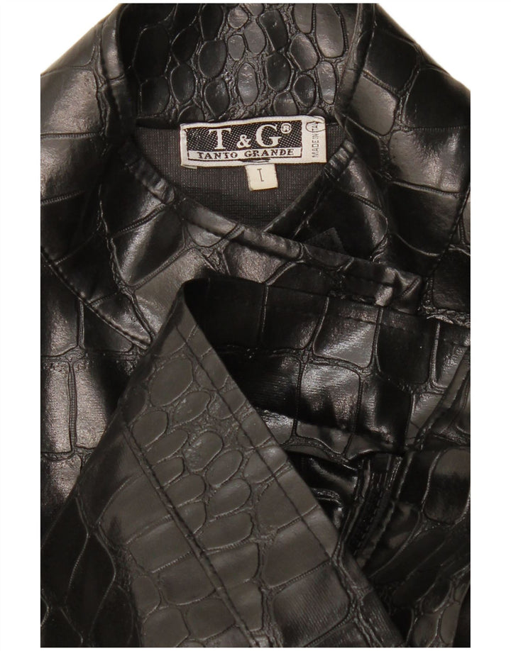 Vintage Damen Bomberjacke UK 14 Großer schwarzer Tierdruck