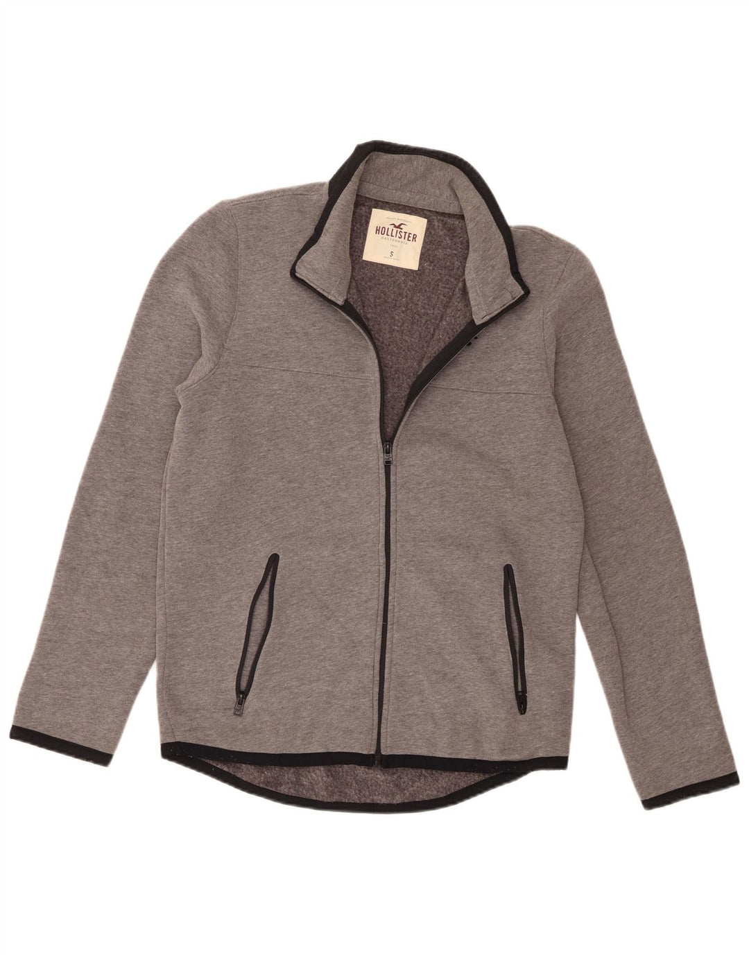 Hollister Herren-Trainingsanzug-Oberteil, Jacke, Größe S, Grau, Colourblock-Baumwolle