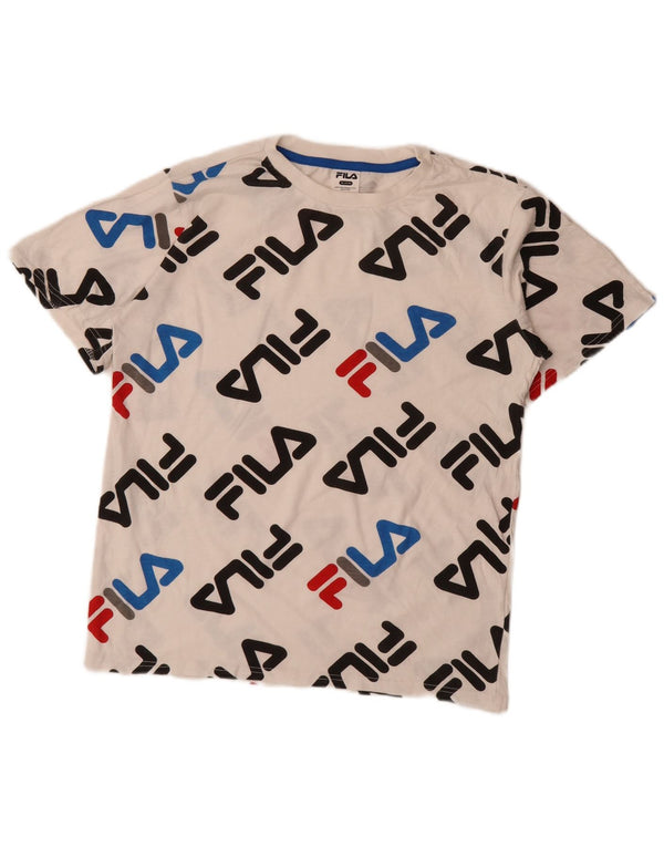 Fila T-Shirt mit Grafik für Jungen, 15–16 Jahre, XL, weiße Baumwolle