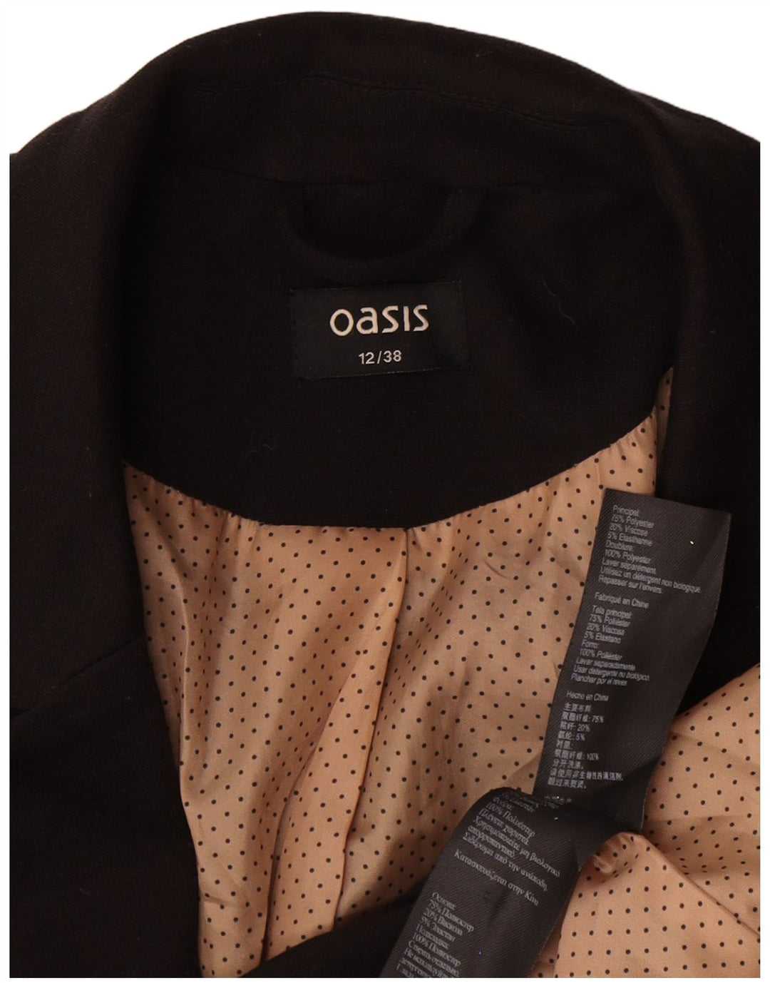 Oasis Damen-Blazerjacke mit 1 Knopf, UK 12, Mittelschwarz, Polyester