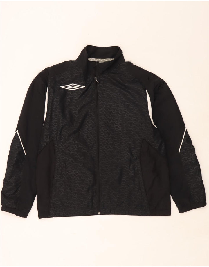 Umbro Herren-Trainingsanzug-Top-Jacke, großes schwarzes geometrisches Polyester