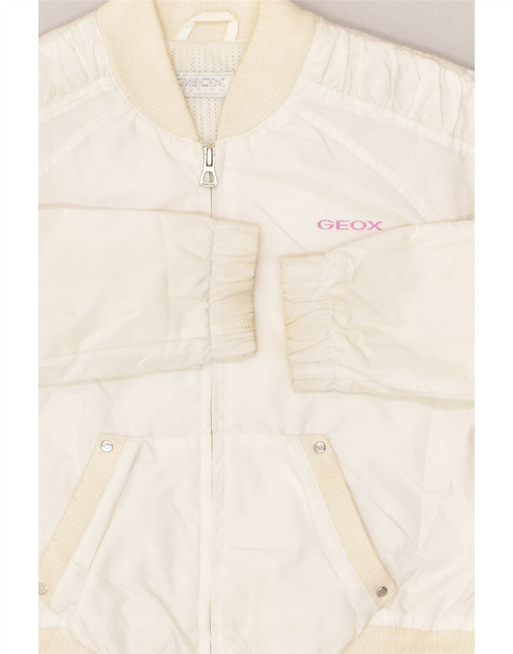 GEOX Girls Bomber Jacket 9-10 Years Off White Polyester | Vintage Geox | Thrift | Second-Hand Geox | Used Clothing | Messina Hembry 
