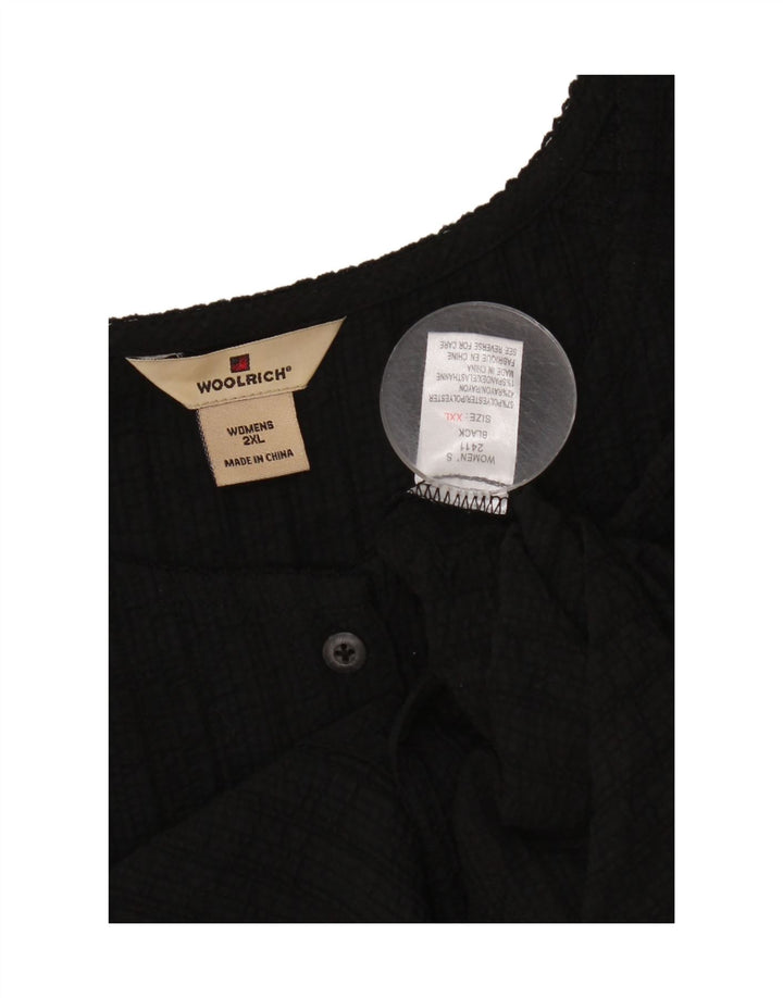 WOOLRICH Womens Short Sleeve Blouse Top UK 20 2XL Black Polyester