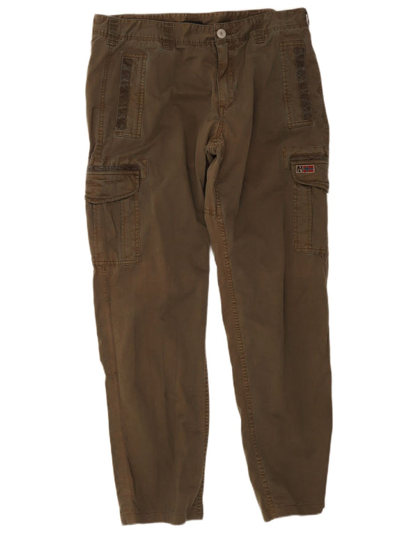 Napapijri Mens Tapered Cargo Trousers W36 L31 Khaki Cotton