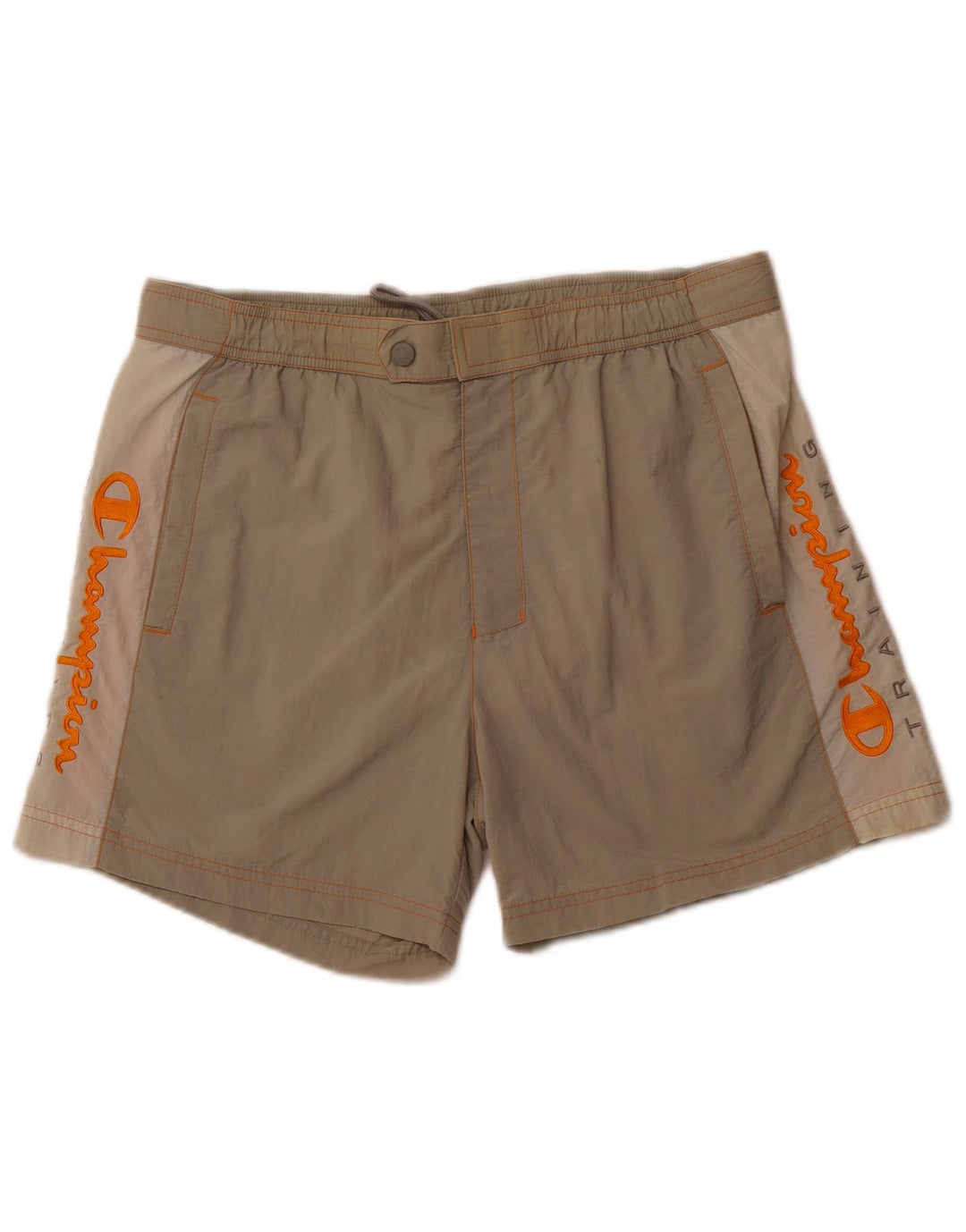 CHAMPION Herren-Badeshorts mit Grafik, groß, Khaki, Colourblock-Polyamid