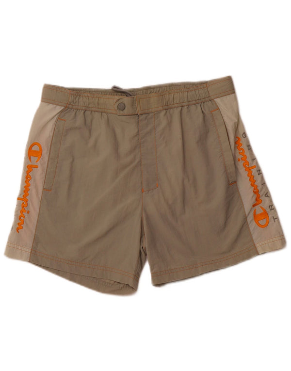 CHAMPION Herren-Badeshorts mit Grafik, groß, Khaki, Colourblock-Polyamid