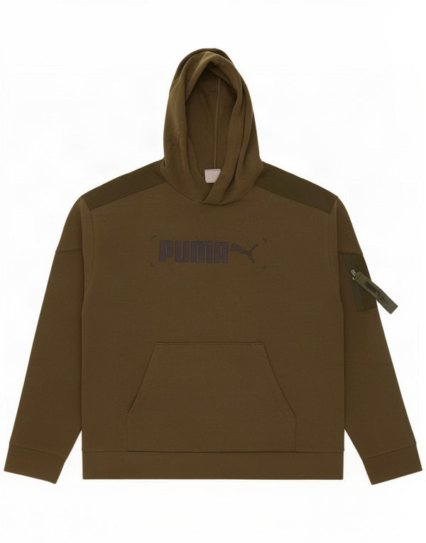 Puma Herren-Kapuzenpullover mit Grafik, groß, Khaki, Baumwolle
