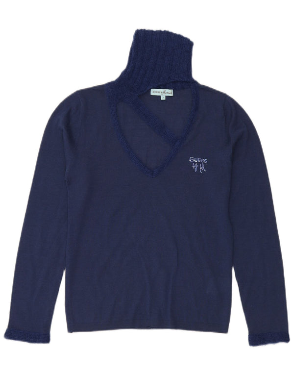 Guess Damen Marciano Rollkragenpullover Pullover US 3 Small Marineblaue Wolle