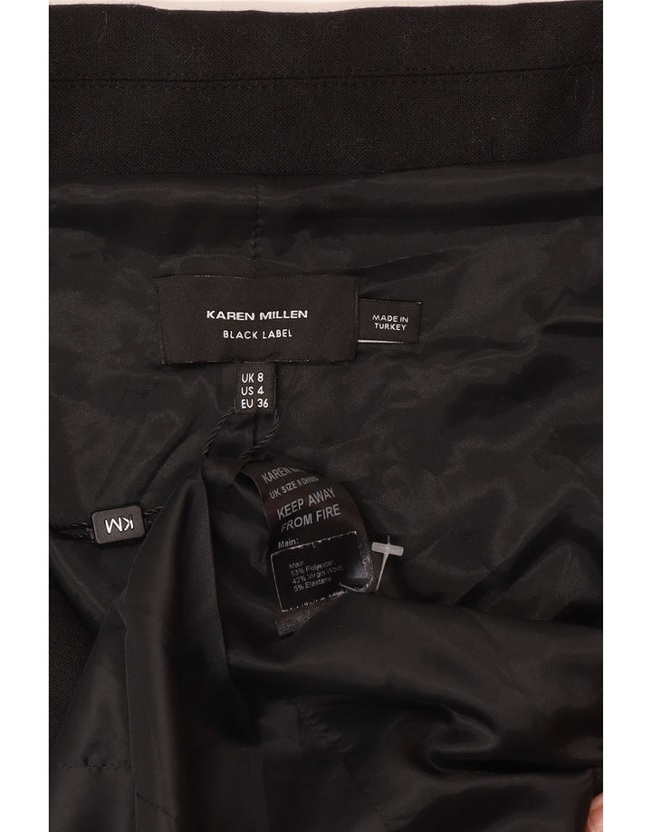 Karen Millen Damen Zweireihiger Mantel UK 8 Small Schwarz Polyester