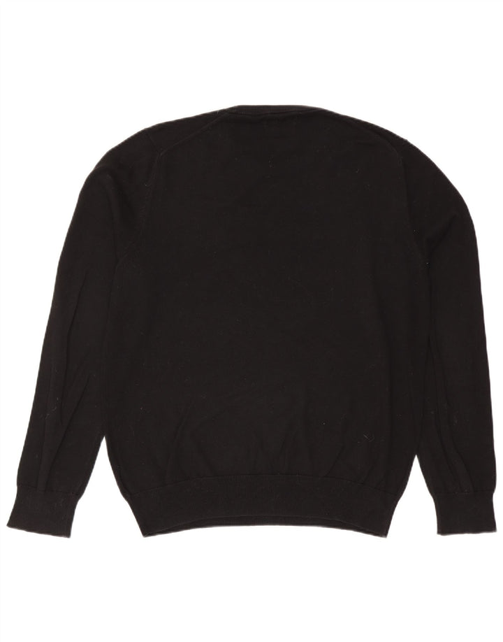 Marks & Spencer Herren-Pullover mit Rundhalsausschnitt, Größe L, aus schwarzer Baumwolle