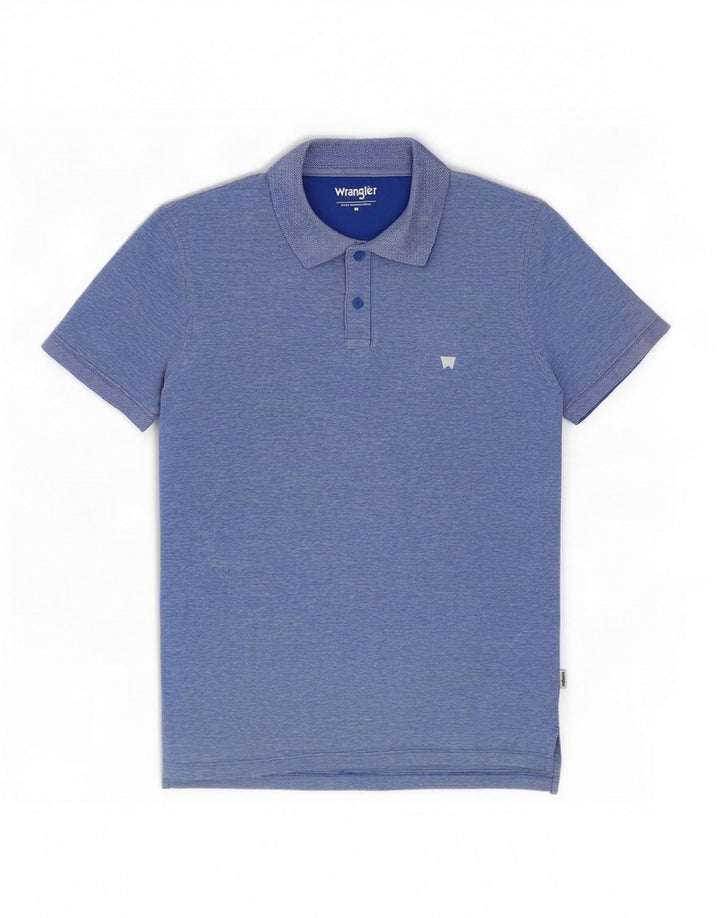 Wrangler Herren-Poloshirt aus mittelblauer Baumwolle