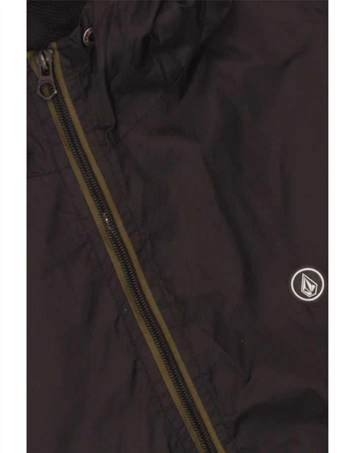 Volcom Herren-Regenjacke mit Kapuze, UK 36, Small, schwarzes Camouflage-Nylon