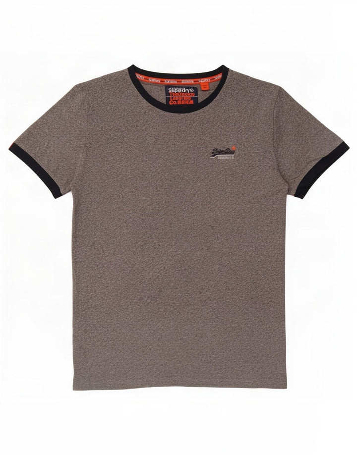 Superdry Herren T-Shirt Top Large Grau Baumwolle