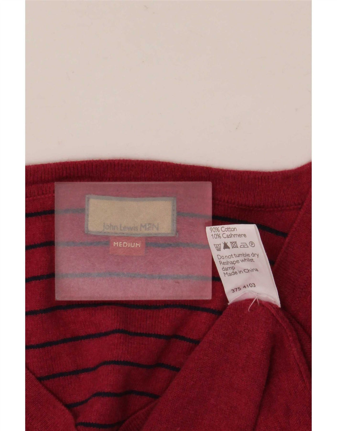 John Lewis Herren-Pullover mit V-Ausschnitt aus mittelroter Baumwolle