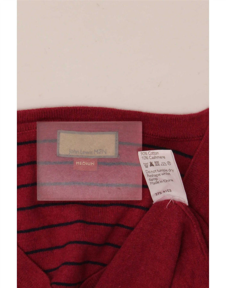 John Lewis Herren-Pullover mit V-Ausschnitt aus mittelroter Baumwolle