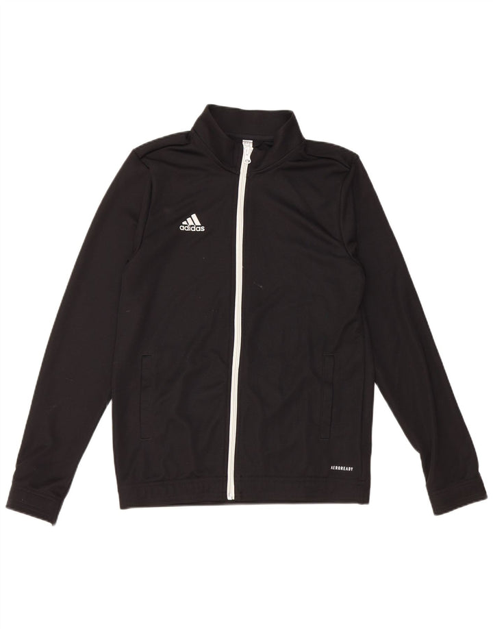 ADIDAS Jungen Aeroready Trainingsanzug Top Jacke 13-14 Jahre Schwarzes Polyester