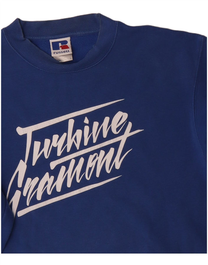 Russell Athletic Herren-Sweatshirt mit Grafik, groß, aus blauer Baumwolle