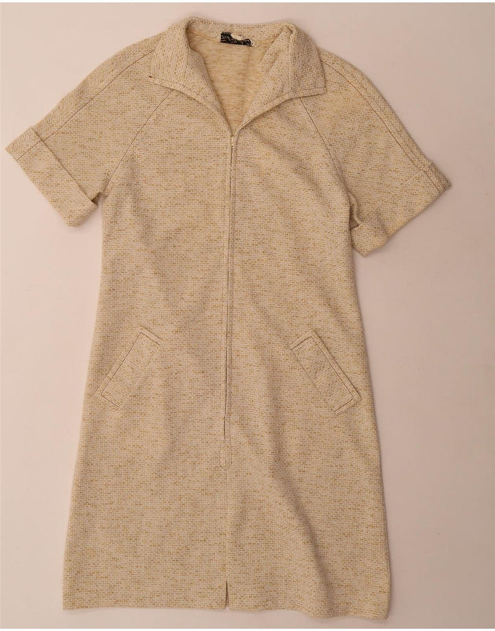 Vintage Damen Etuikleid UK 14 Mittelbeige meliert