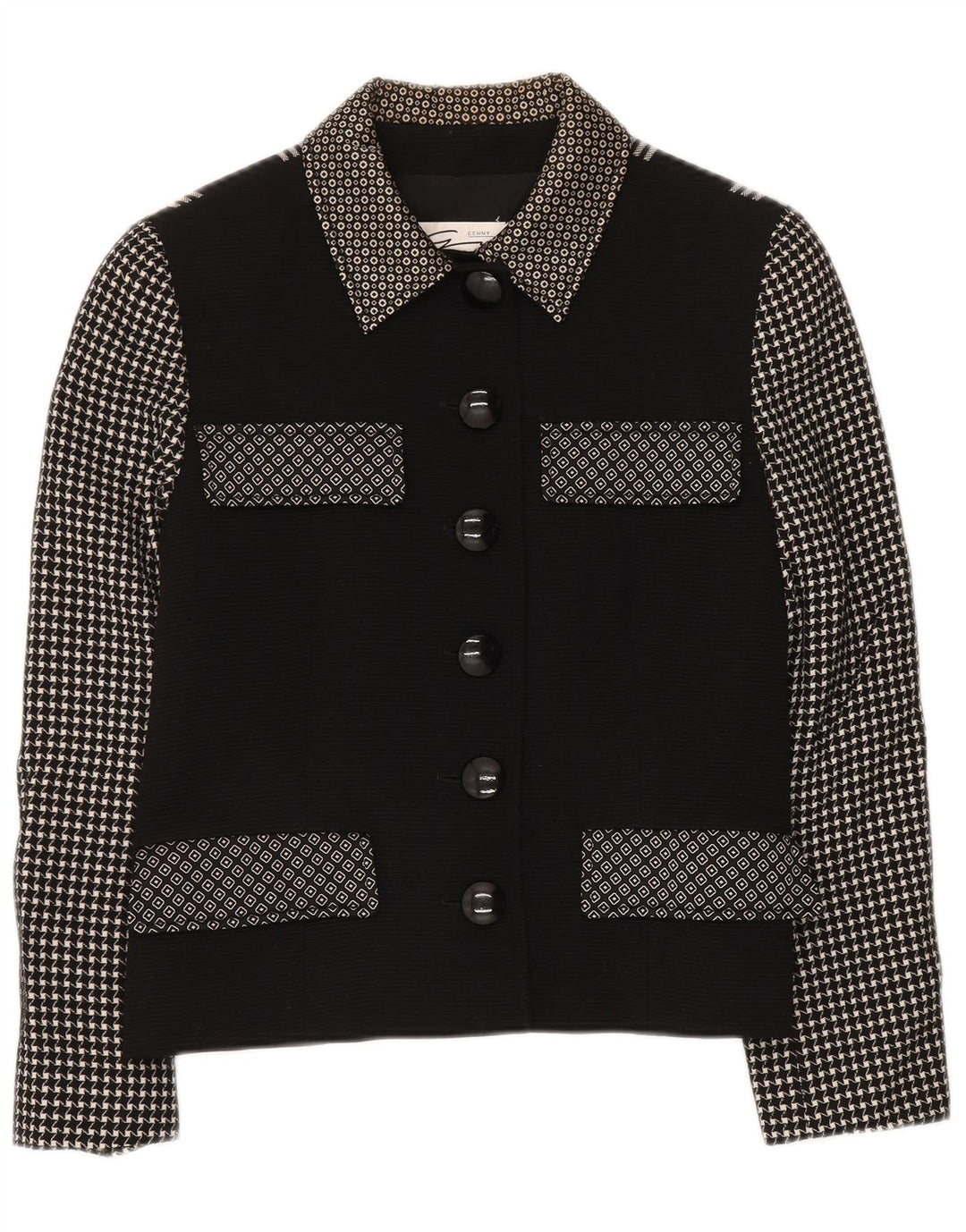 GENNY Damen-Blazerjacke mit 6 Knöpfen, UK 14, Mittelschwarz, Patchwork