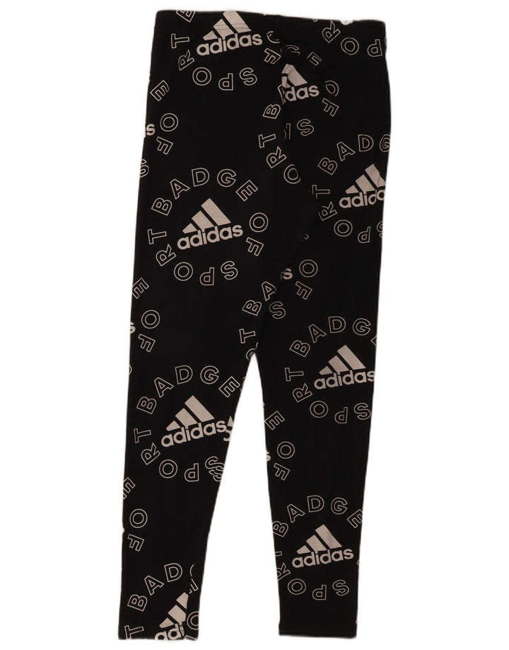 Adidas Damen Graphic Leggings UK 12/14 Medium Schwarz