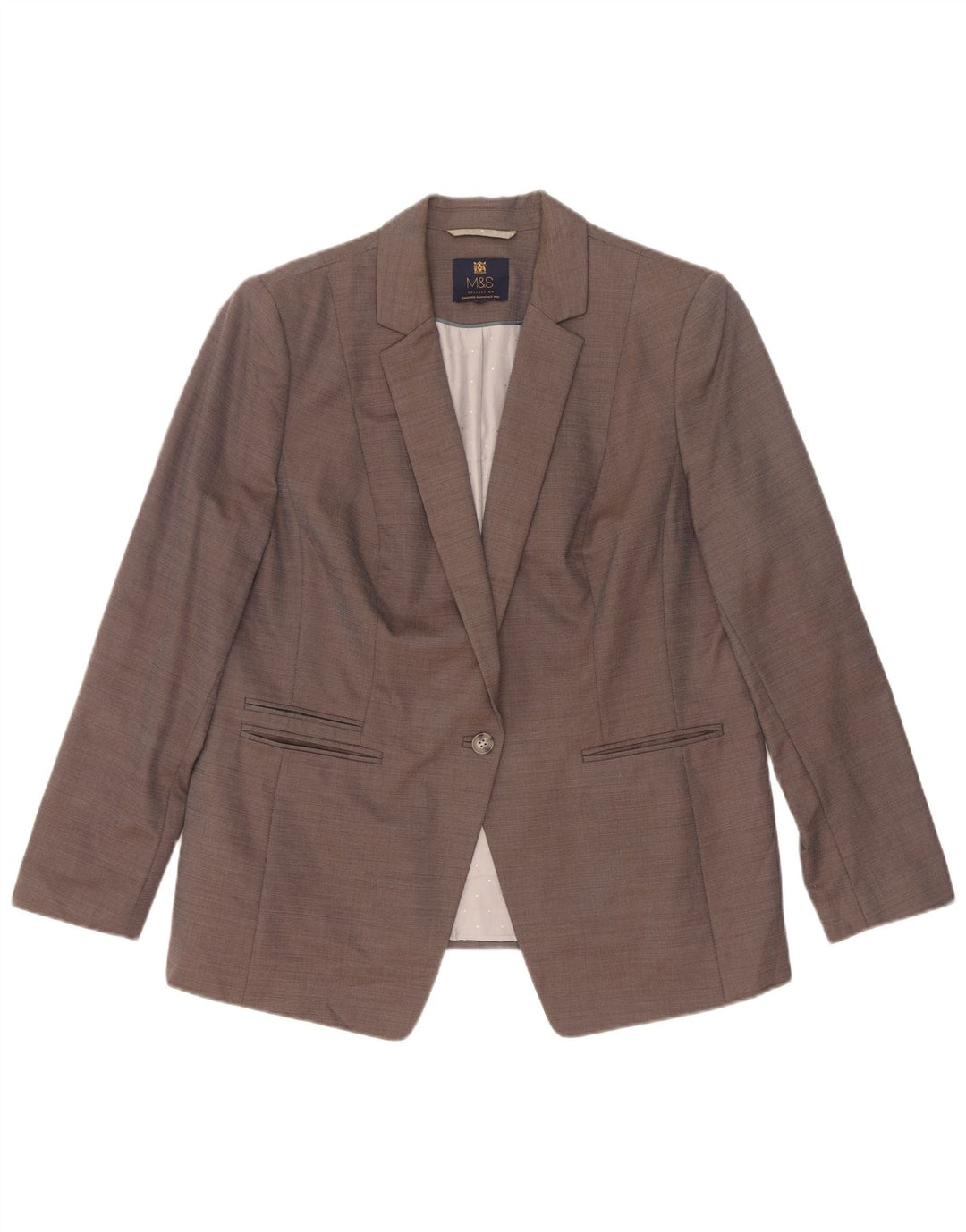 Marks & Spencer Damen 1-Knopf-Blazerjacke UK 18 XL Graue Viskose