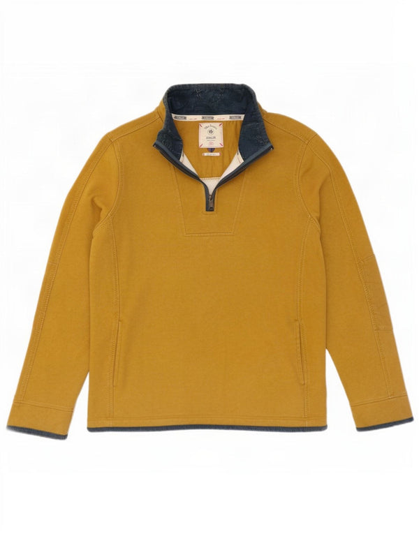 Fat Face Herren The Airlie Zip Neck Sweatshirt Pullover 2XL Gelb Baumwolle