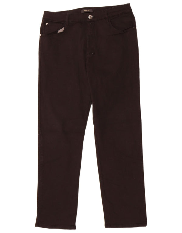 Massimo Dutti Damen Straight Jeans EU 42 Large W32 L27 Schwarze Baumwolle
