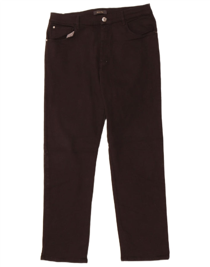 Massimo Dutti Damen Straight Jeans EU 42 Large W32 L27 Schwarze Baumwolle