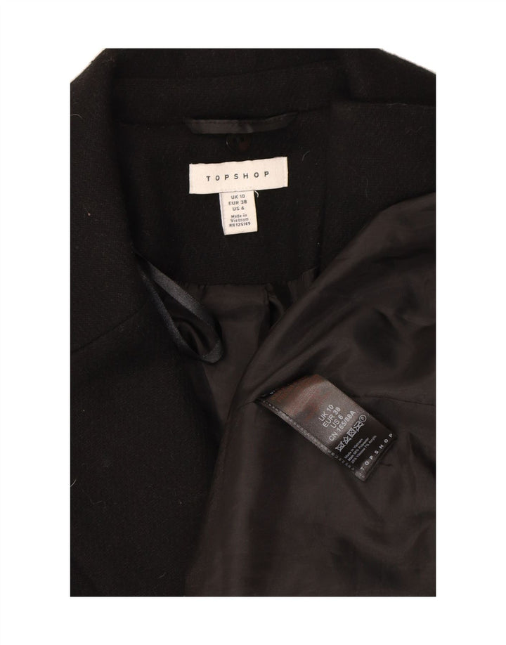 TOPSHOP Womens Longline 1 Button Blazer Jacket UK 10 Small Black Polyester Vintage Topshop and Second-Hand Topshop from Messina Hembry 