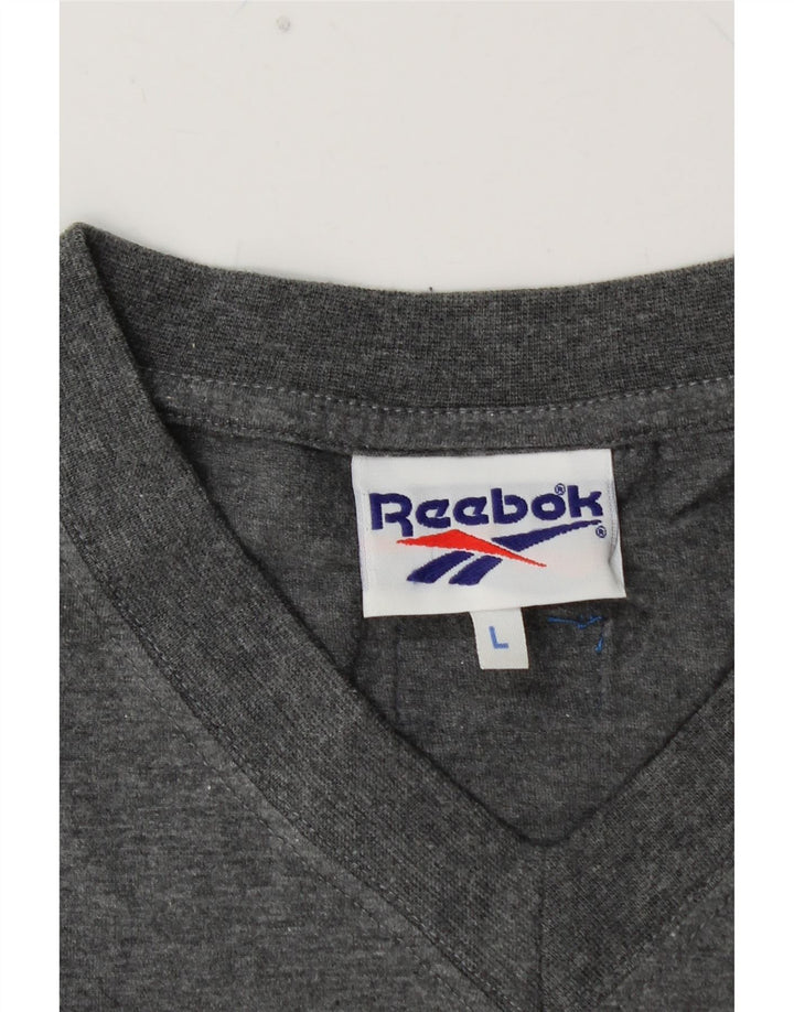 REEBOK Herren T-Shirt Top Large Grau Baumwolle