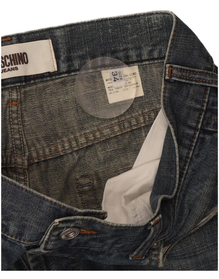 MOSCHINO Herren Straight Jeans W34 L27 Blaue Baumwolle