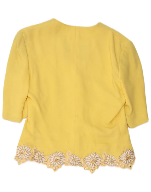 Gai Mattiolo Damen-Cardigan mit 1/2-Ärmeln, Größe 46, groß, gelb, Designer