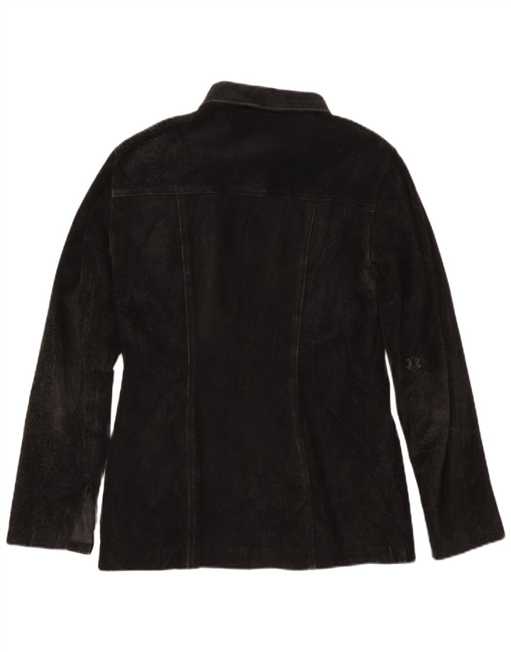 Vintage Damen Overshirt Wildledershirt IT 46 Large Schwarz
