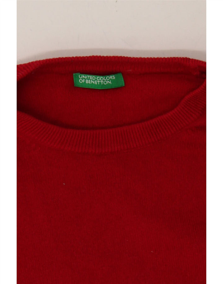 BENETTON Mens Crew Neck Jumper Sweater Medium Red Vintage Benetton and Second-Hand Benetton from Messina Hembry 
