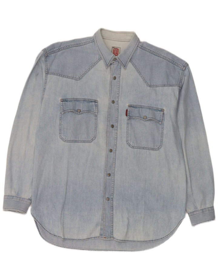 Casucci Herren-Jeanshemd XL, blaue Baumwolle