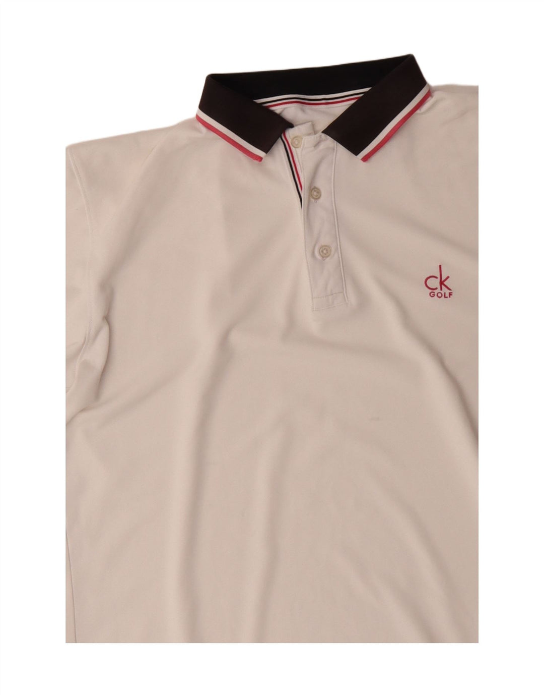 CALVIN KLEIN Herren-Golf-Poloshirt, großes weißes Farbblock-Polyester